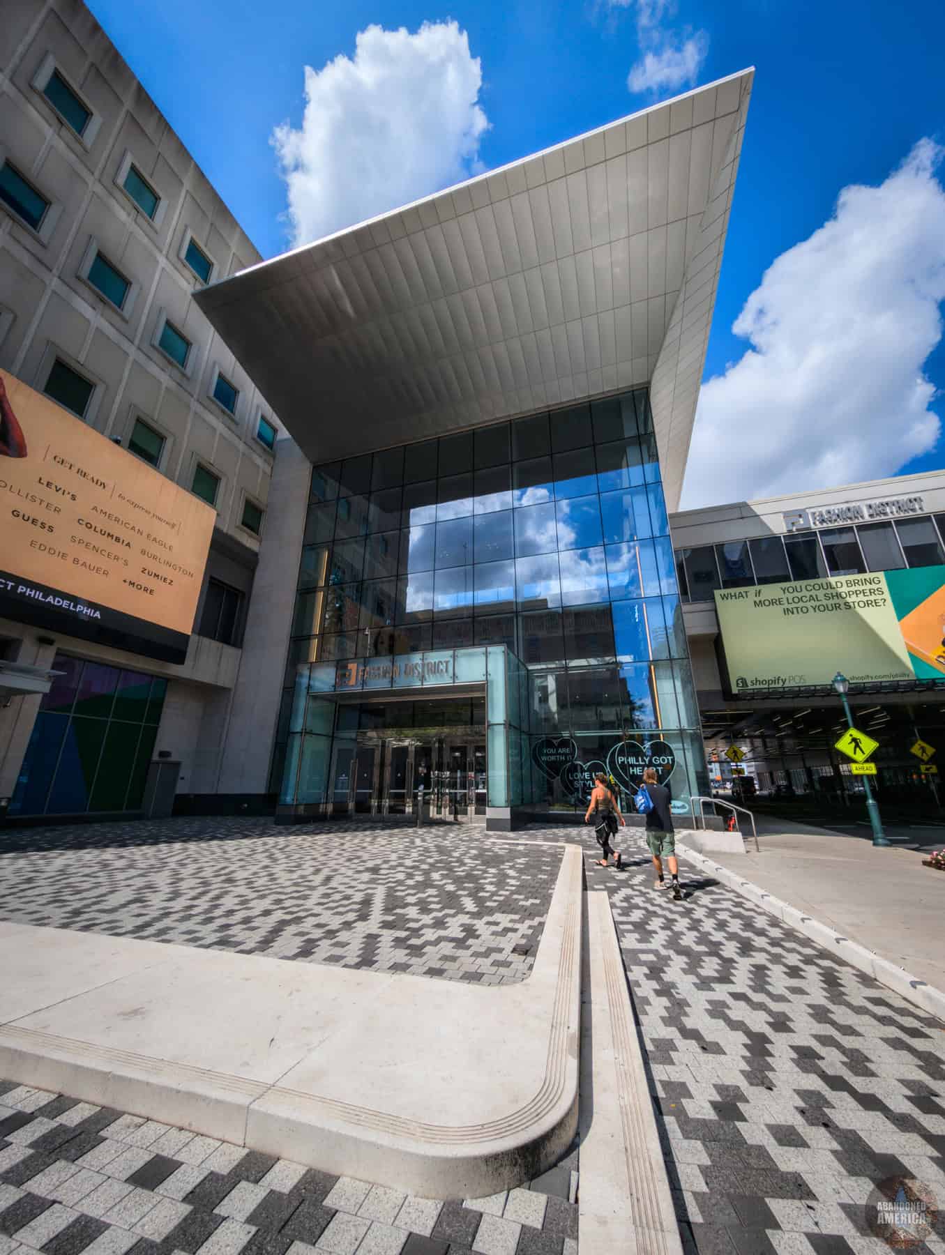 The entrance to the Fashion District