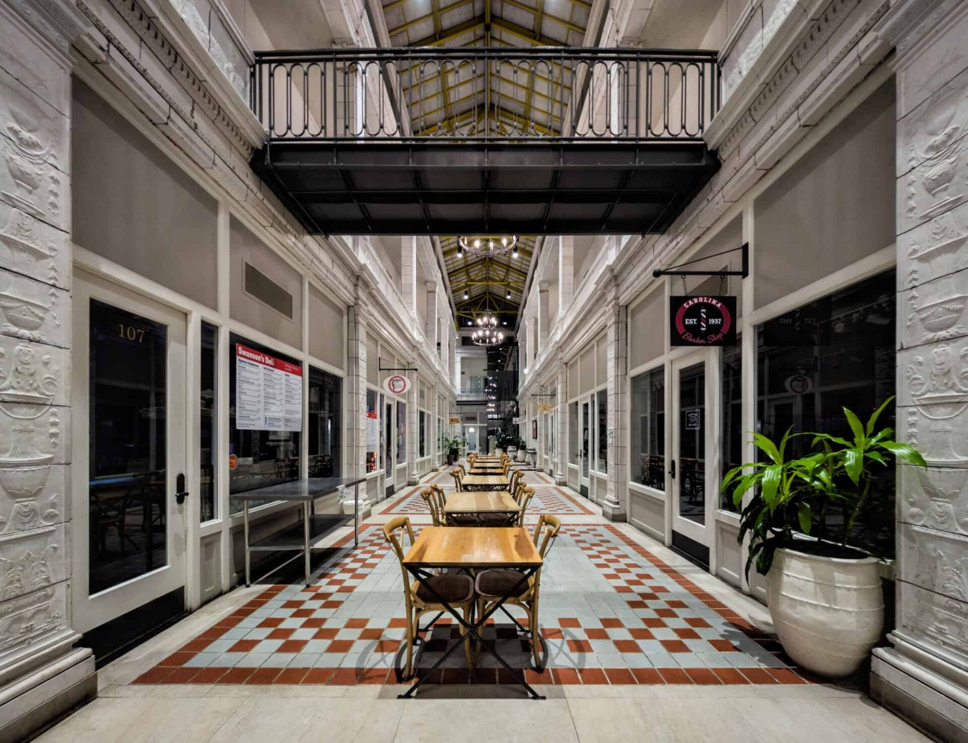 Inside the Arcade Building, you're greeted with the feeling you're both indoors and outdoors