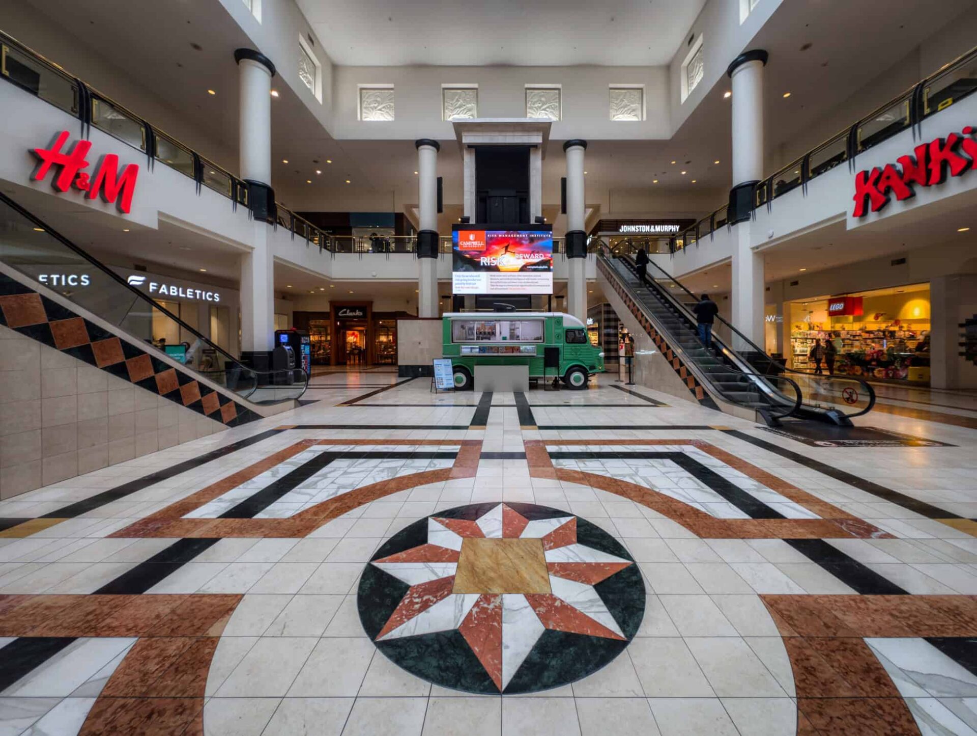 Central atriums sport some pretty neat retro floor designs