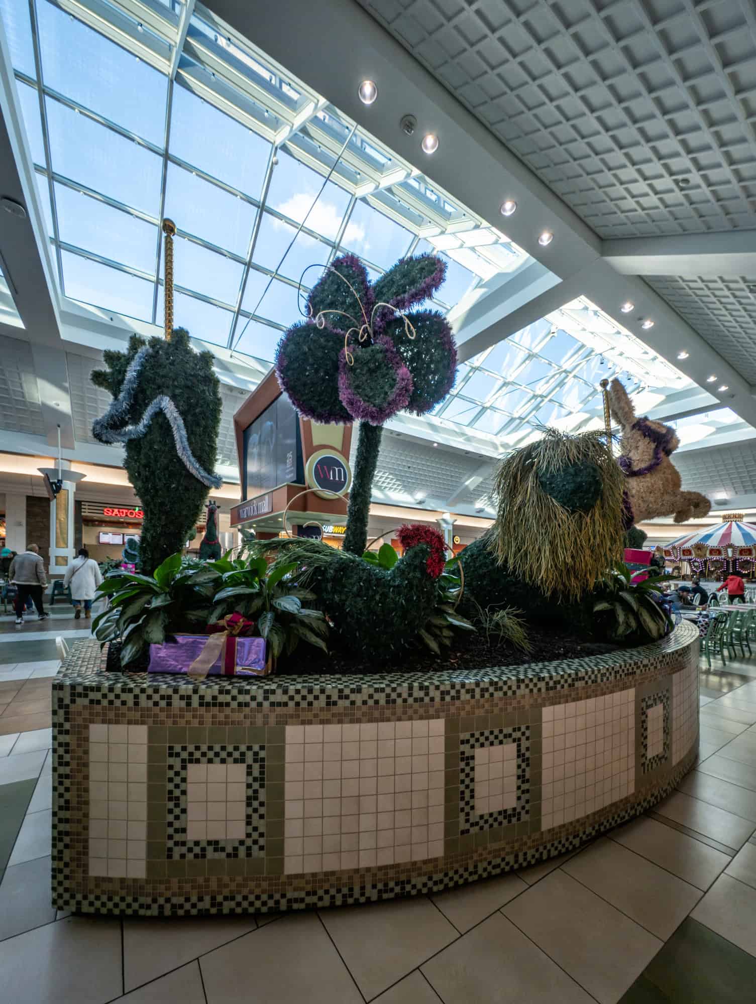 The topiary animals in the food court are fun to look at but hard to photograph!