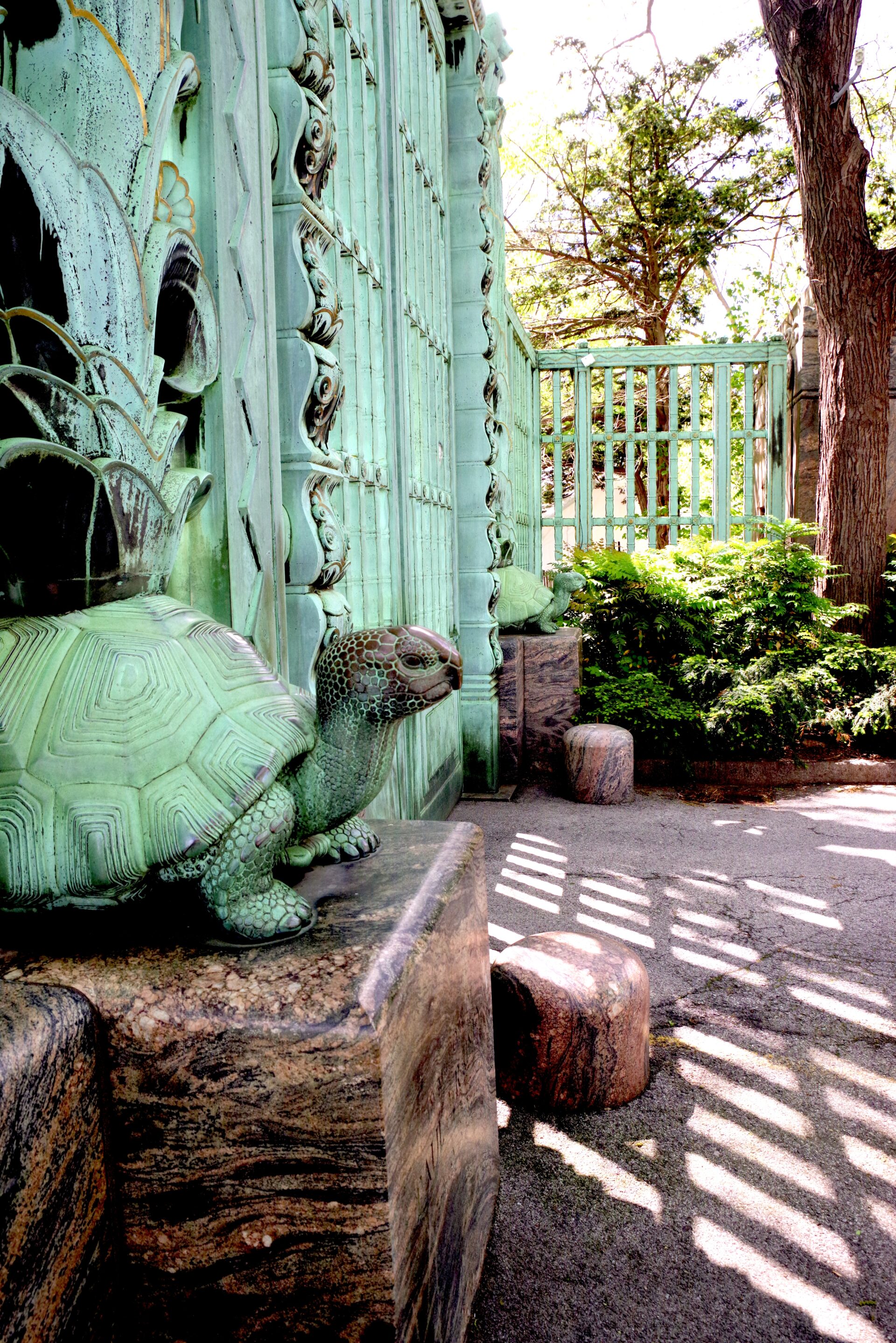 The patina on the face of this turtle must mean that it was used as a leaning place for those guarding the gates in prior years.