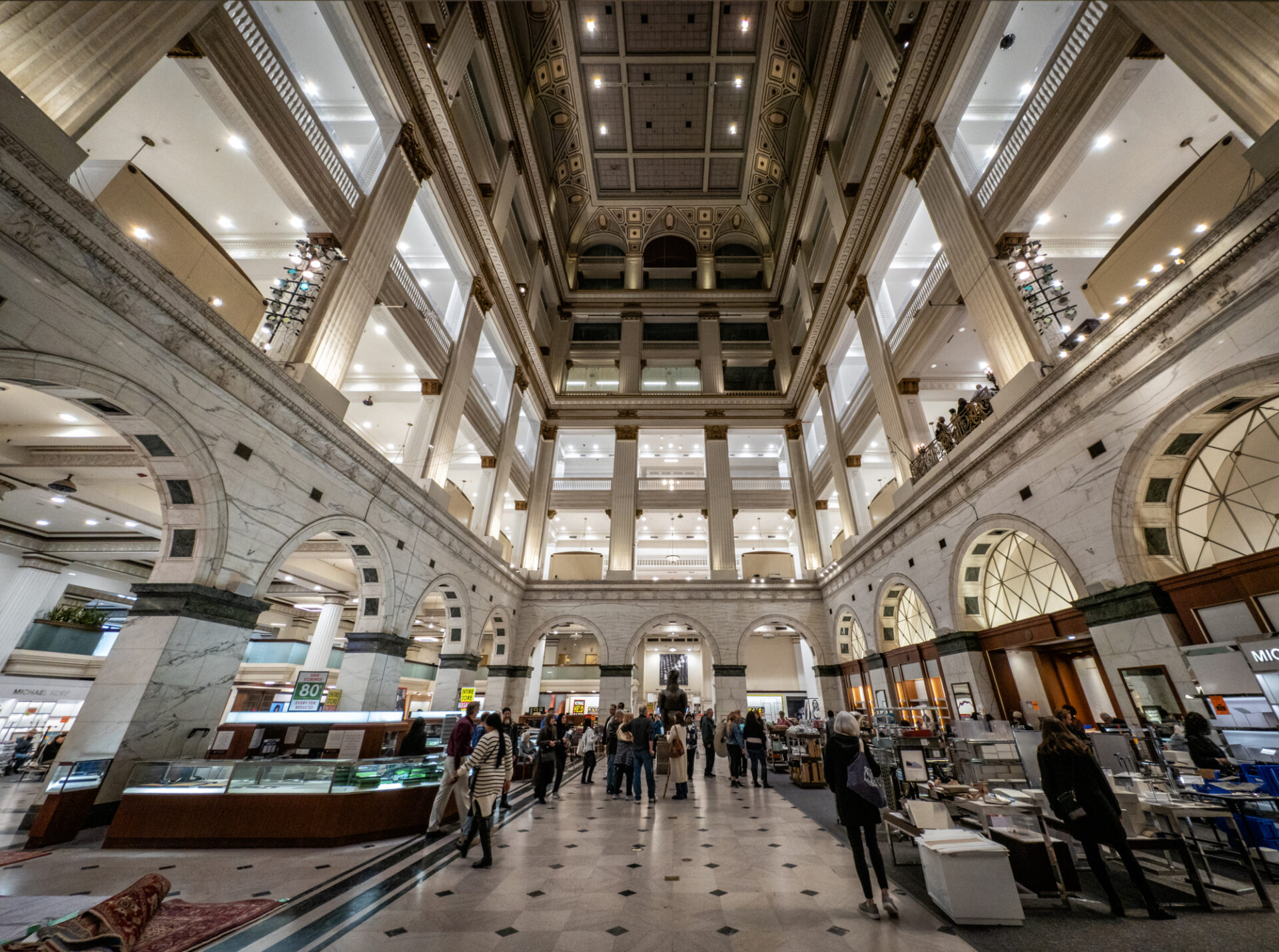 The central atrium is ornate and grand