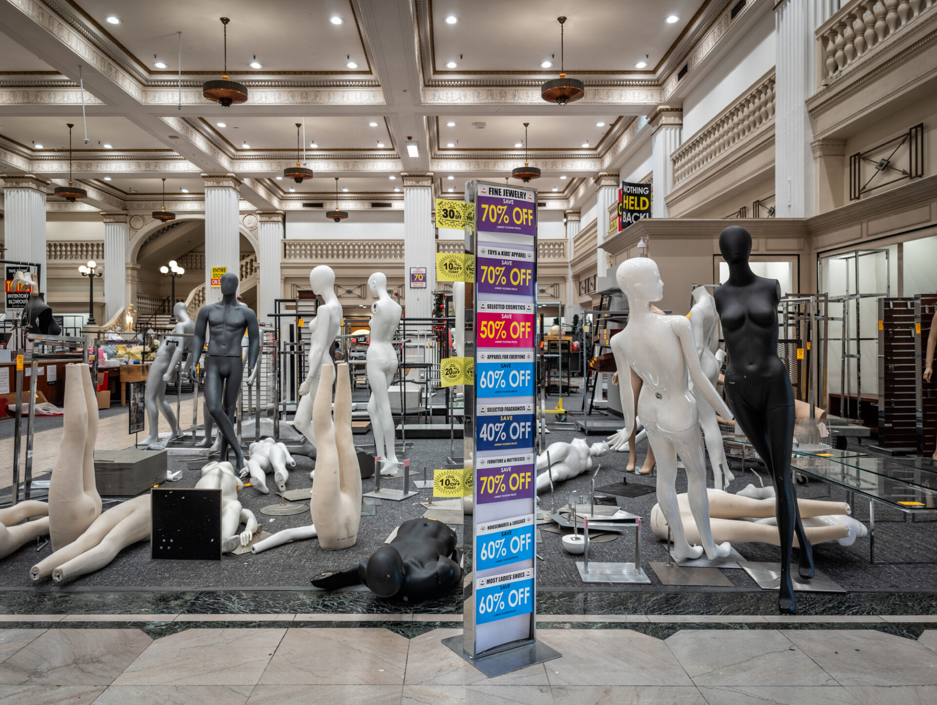 Mannequins on sale during Macy's last days of operation