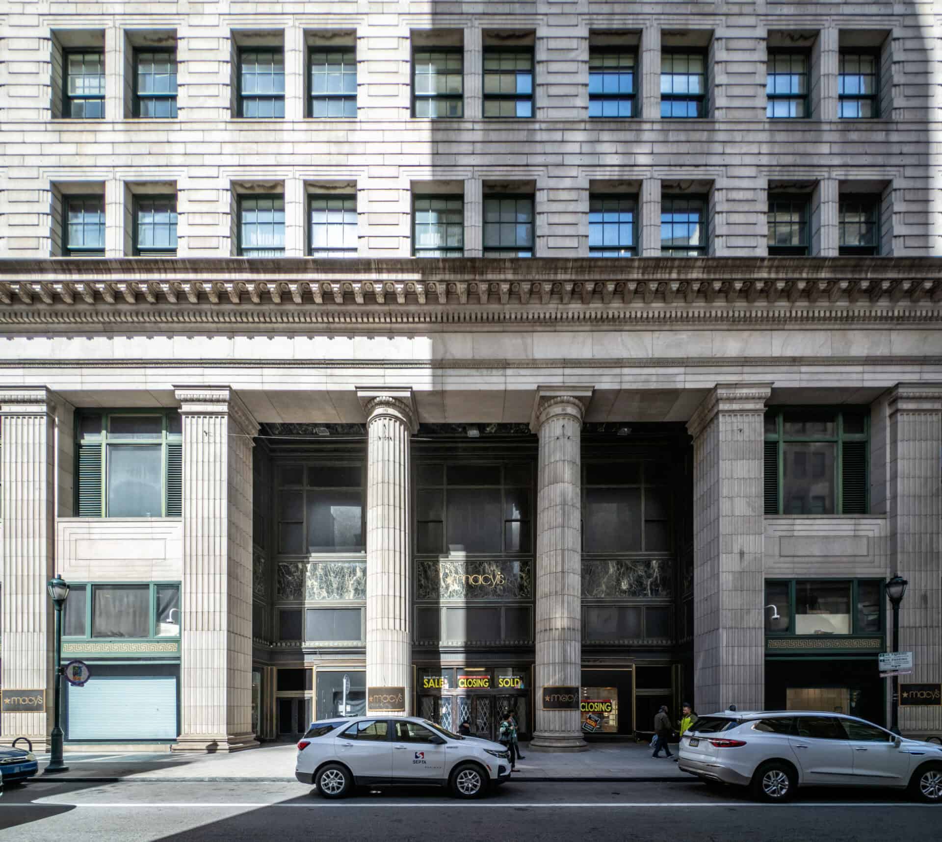 The regal entrance to the Wanamaker Building