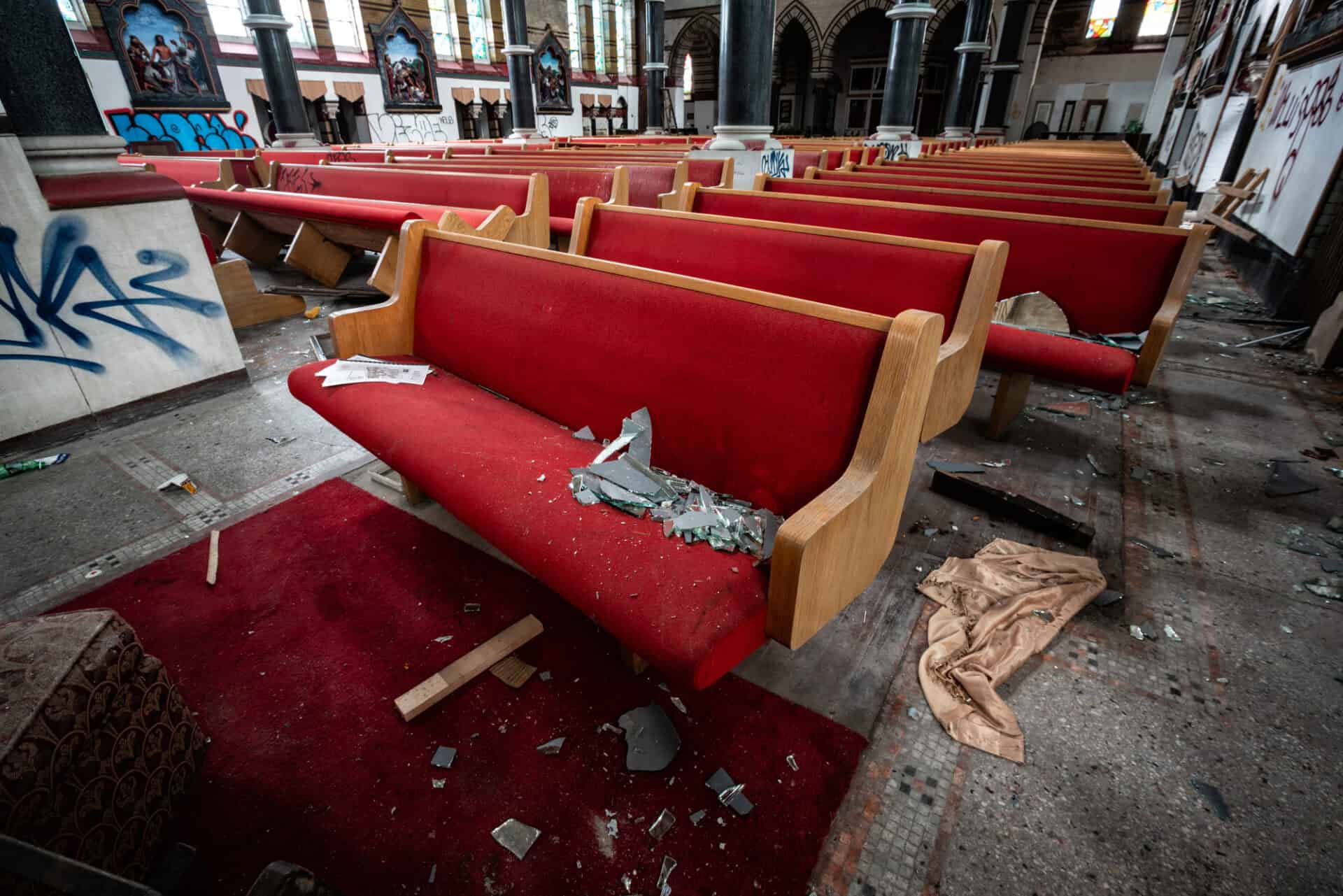 The pews were still in reasonably good condition