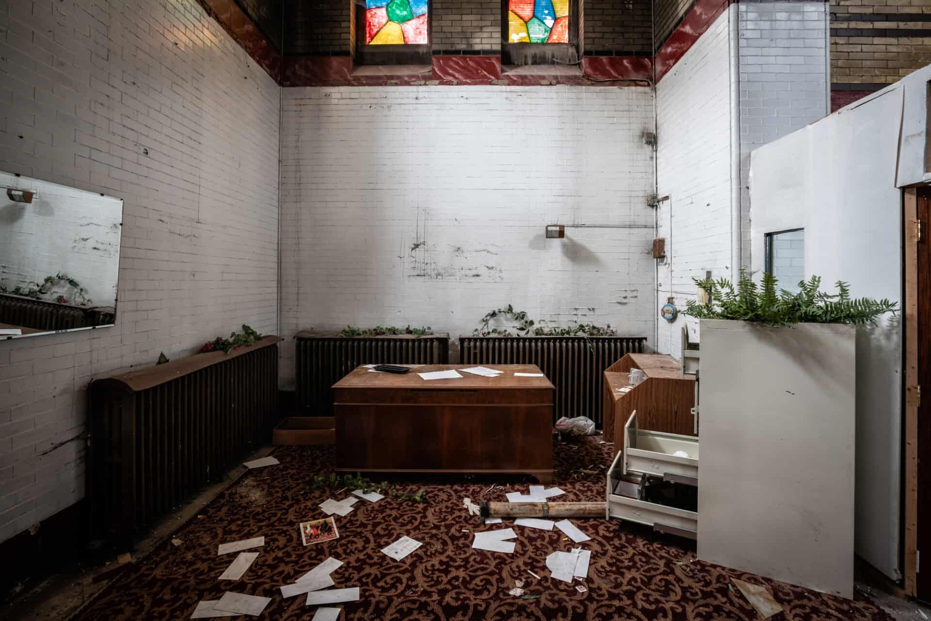 A small office is relatively intact