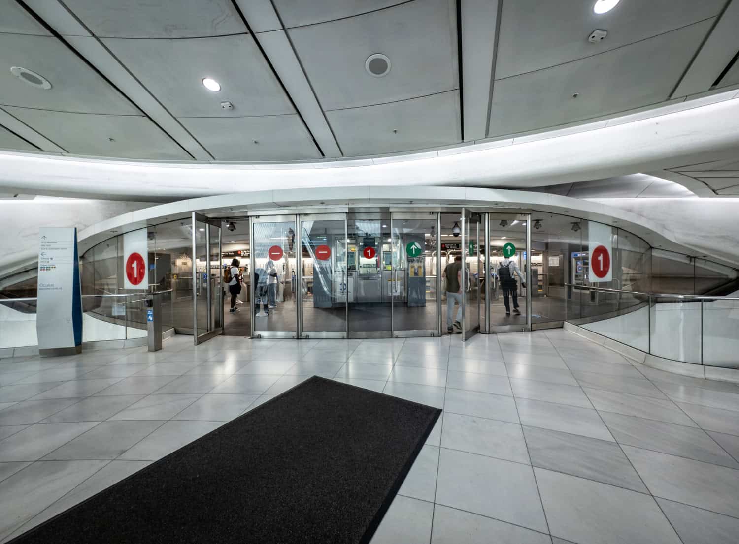 The entrance to the subway terminal portion of the building