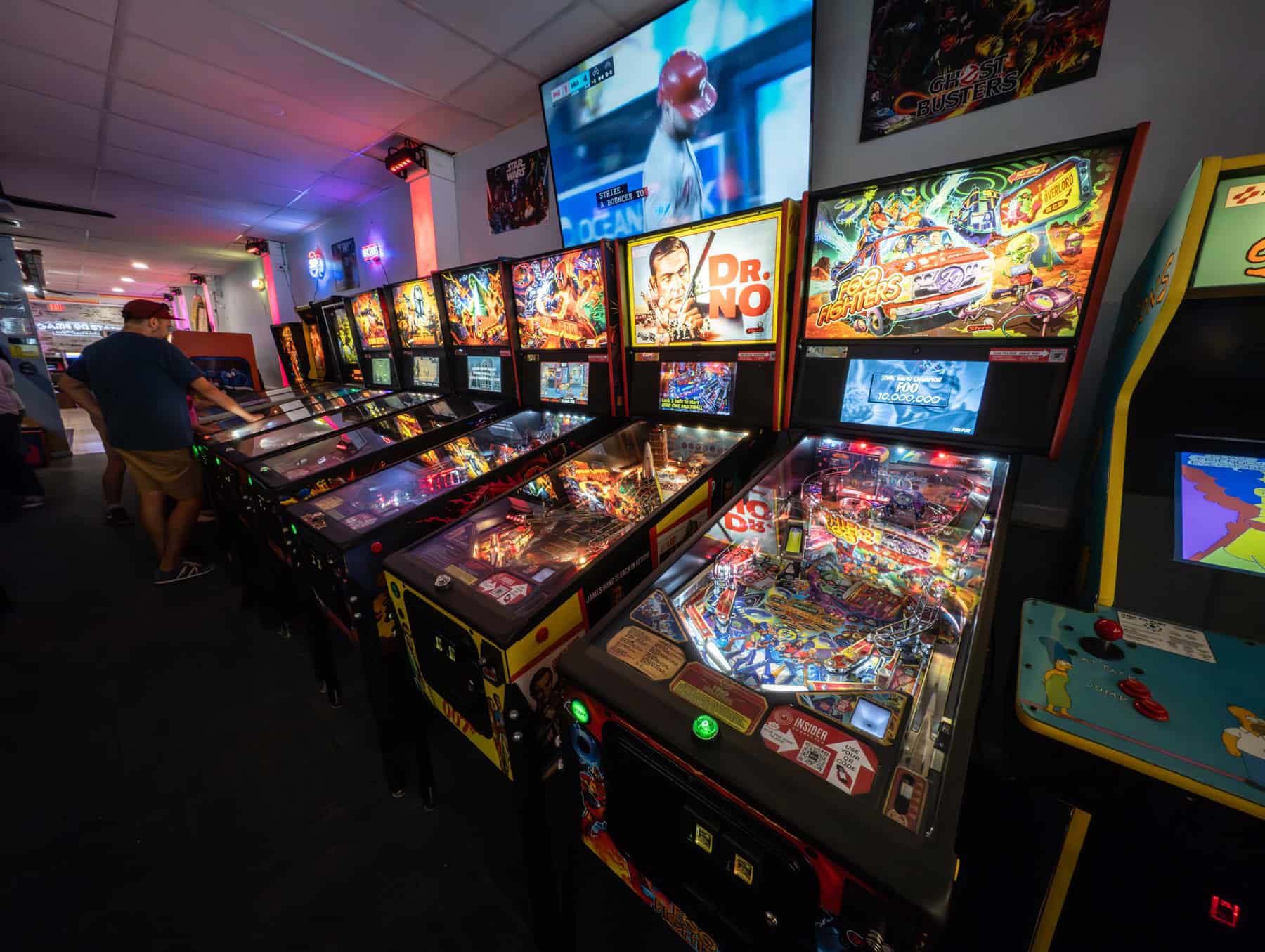The pinball machines are mostly more modern titles, though there are a few classic Gottlieb tables toward the back