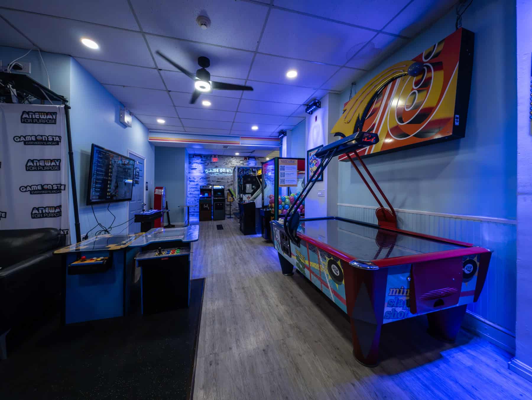 A section in the back offers even more options including air hockey