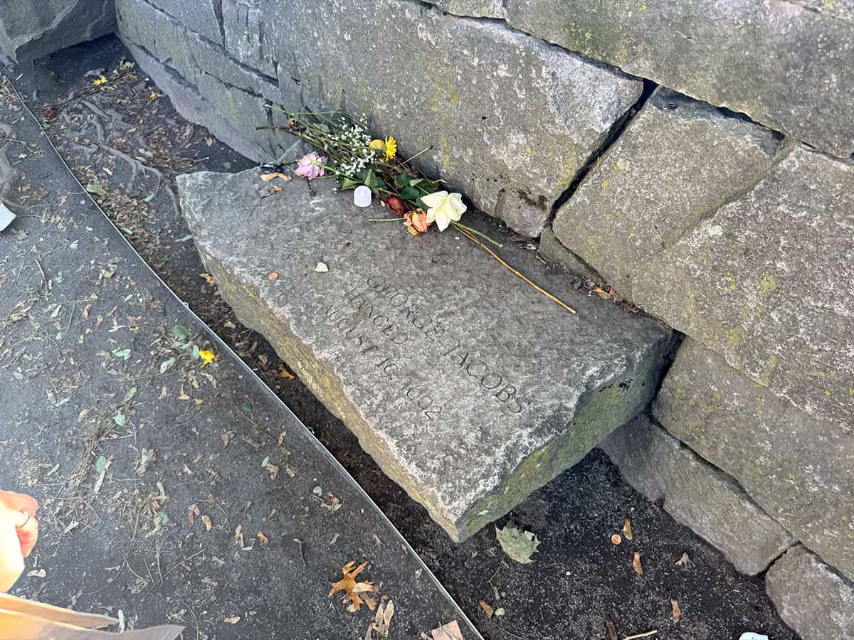 One of the memorials the victims of the Salem Witch Trials located behind the Cemetery.