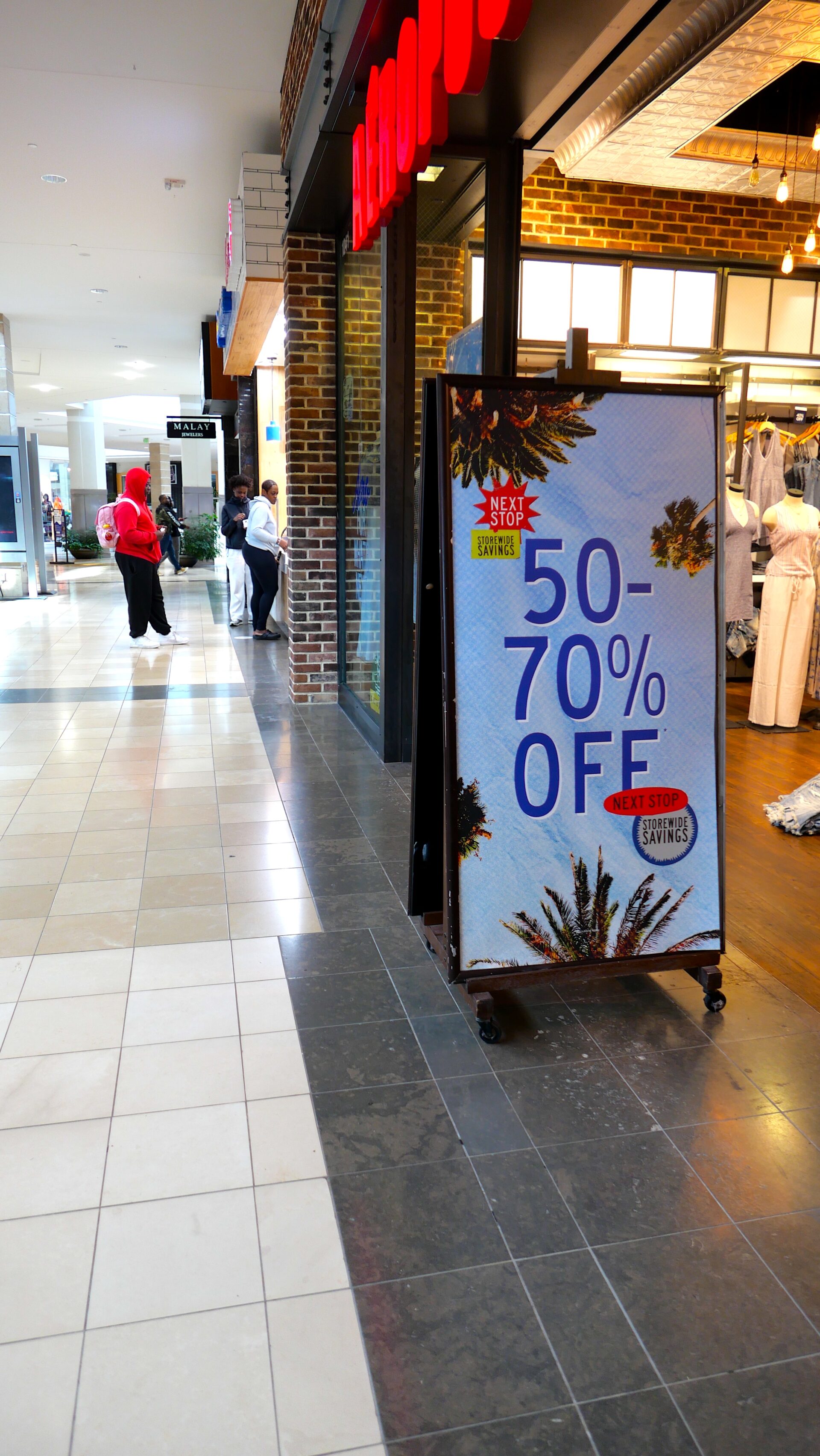 A sign of the times on the first level of the Mall.