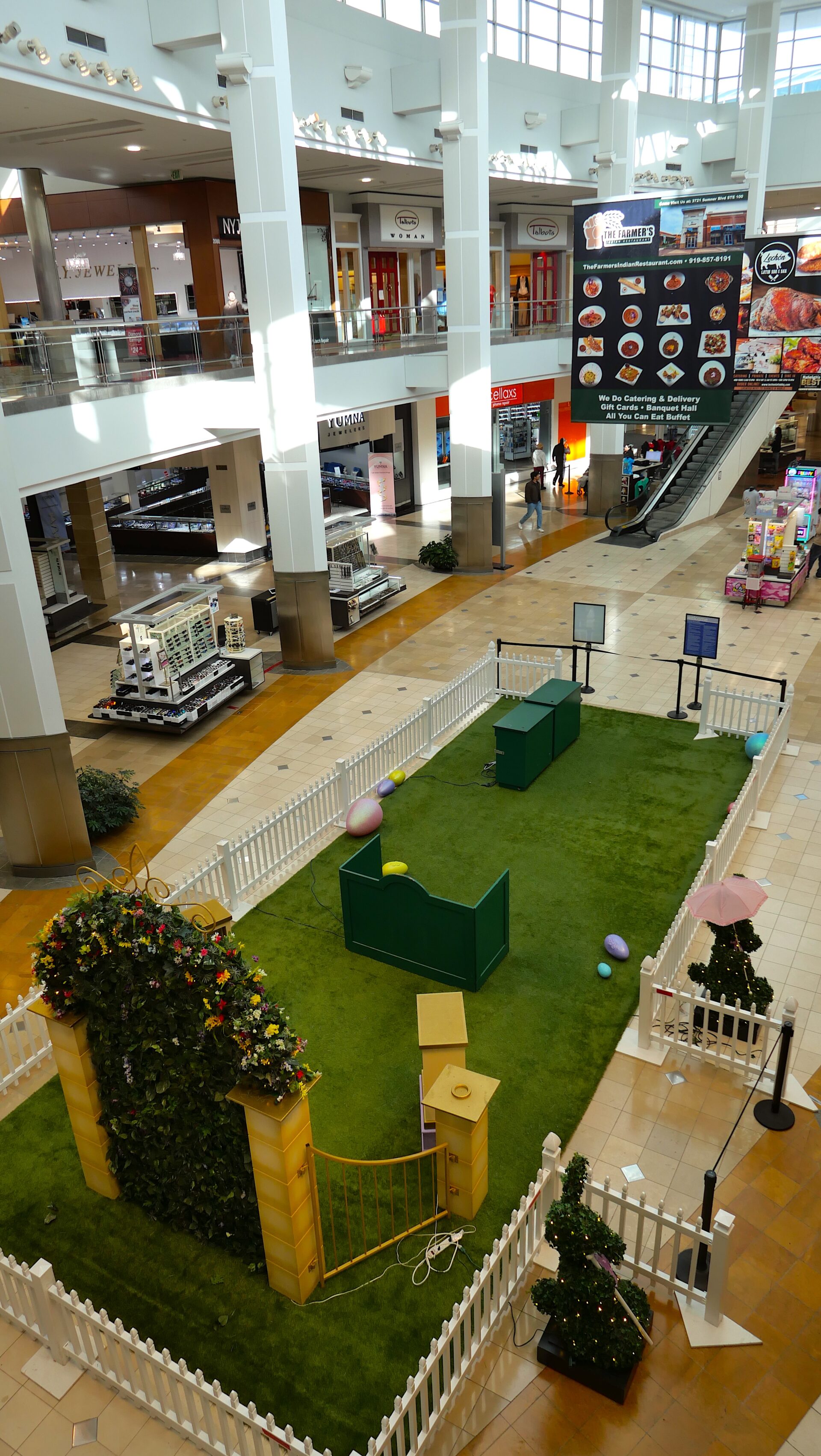 Here's where the Easter Bunny greets kids inside the mall. Busy Bunny? Perhaps.