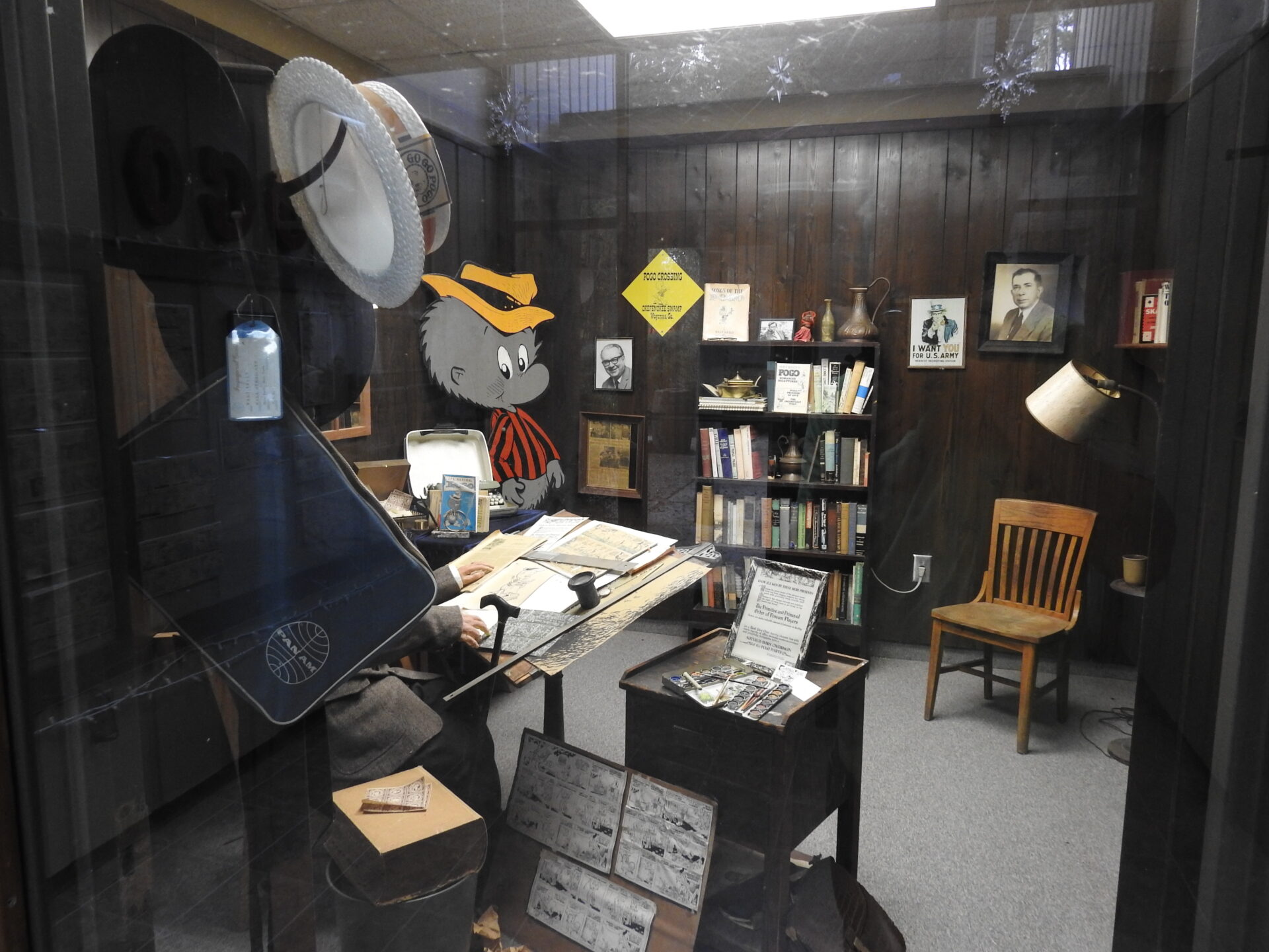 Walt Kelly's reconstructed office, where "Pogo" is enshrined.