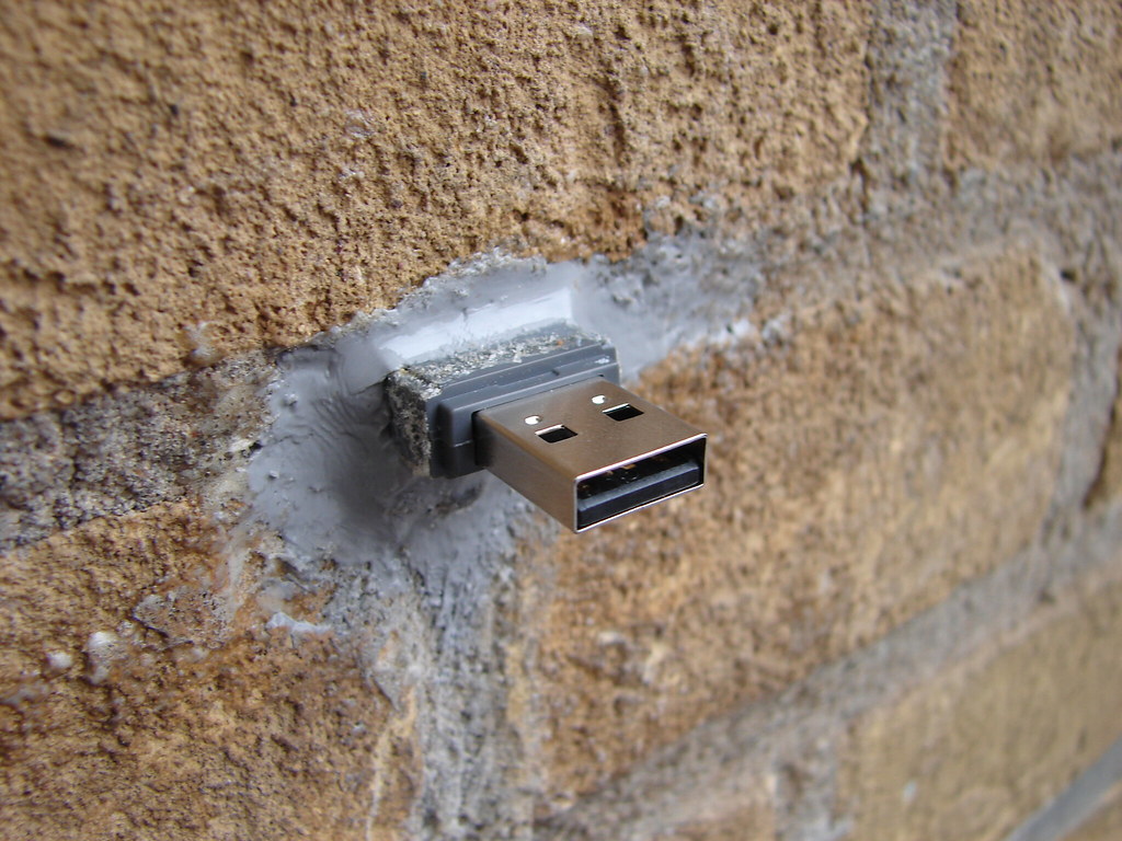 USB flash drive plugged into a laptop