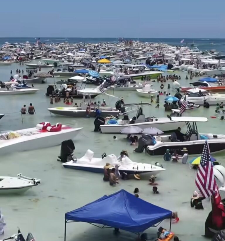 Sandbar Partying Along Route 1 in Florida