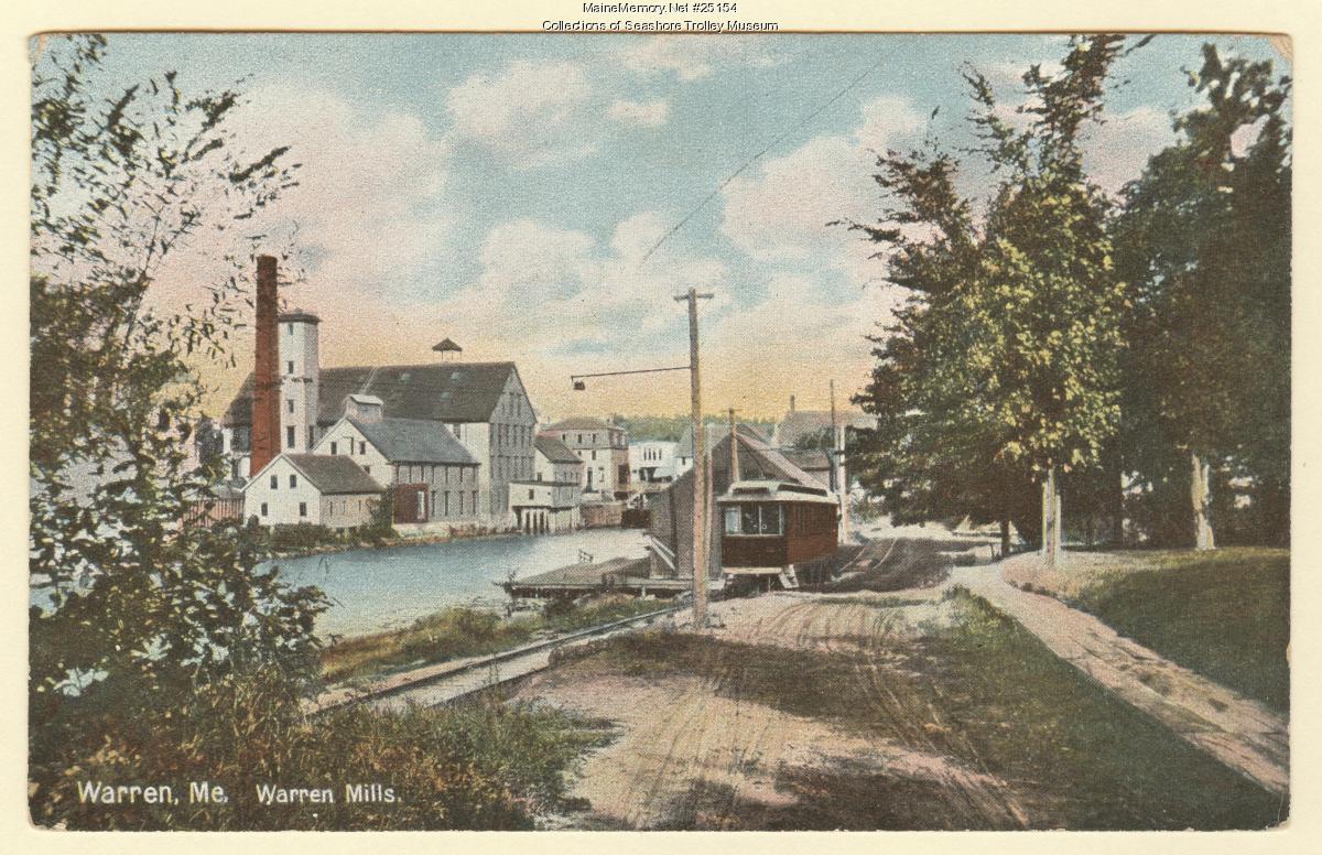 Warren Mills, Warren, ca. 1910, 1910, Postcard, MMN #25154, Streetcar Postcard Collection, mainememory.net/record/25154/image/25154